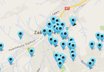 Mapa Apartamentów w okolicy Zakopanego